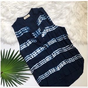 Bella Dahl • Blue Tie Dye Button Down Tank